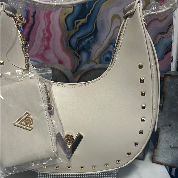 Valentino Orlandi Handbags - Valentino Orlandi Boho Elegant Cream Studded Women's Bag Bundle